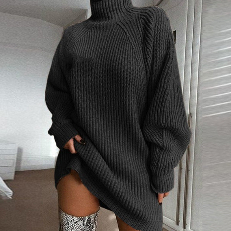 High-Neck Women's Sweater Dress