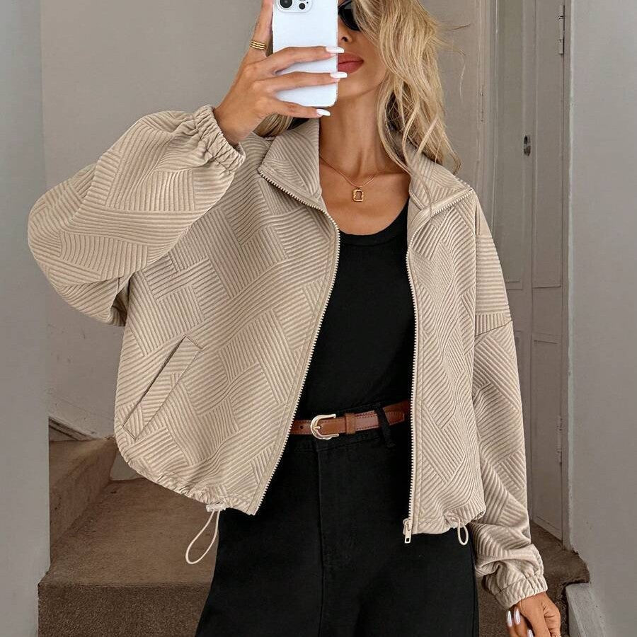Women's Loose High-Neck Baseball Jacket