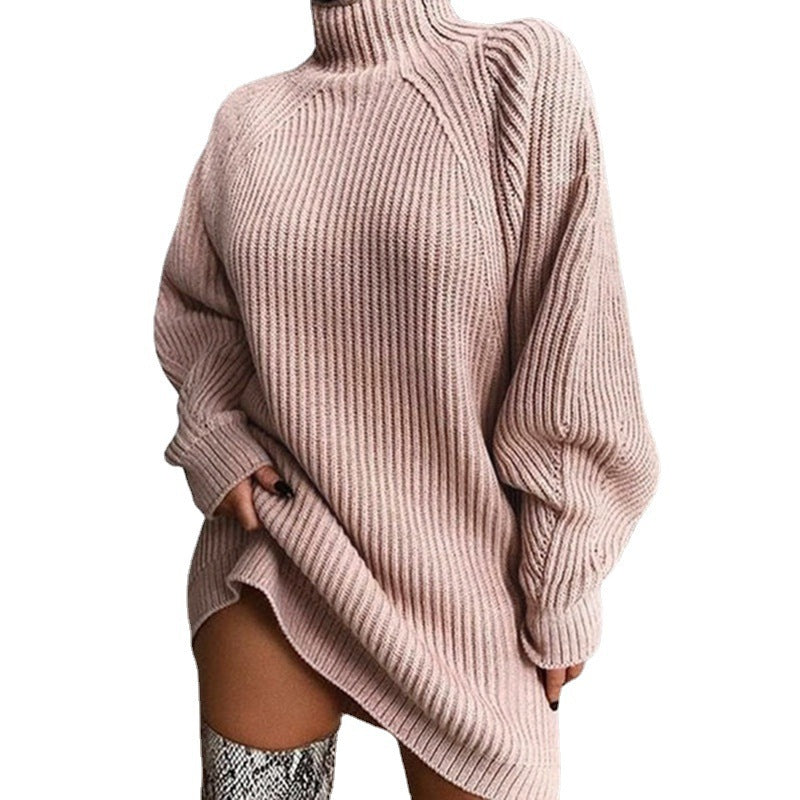 High-Neck Women's Sweater Dress