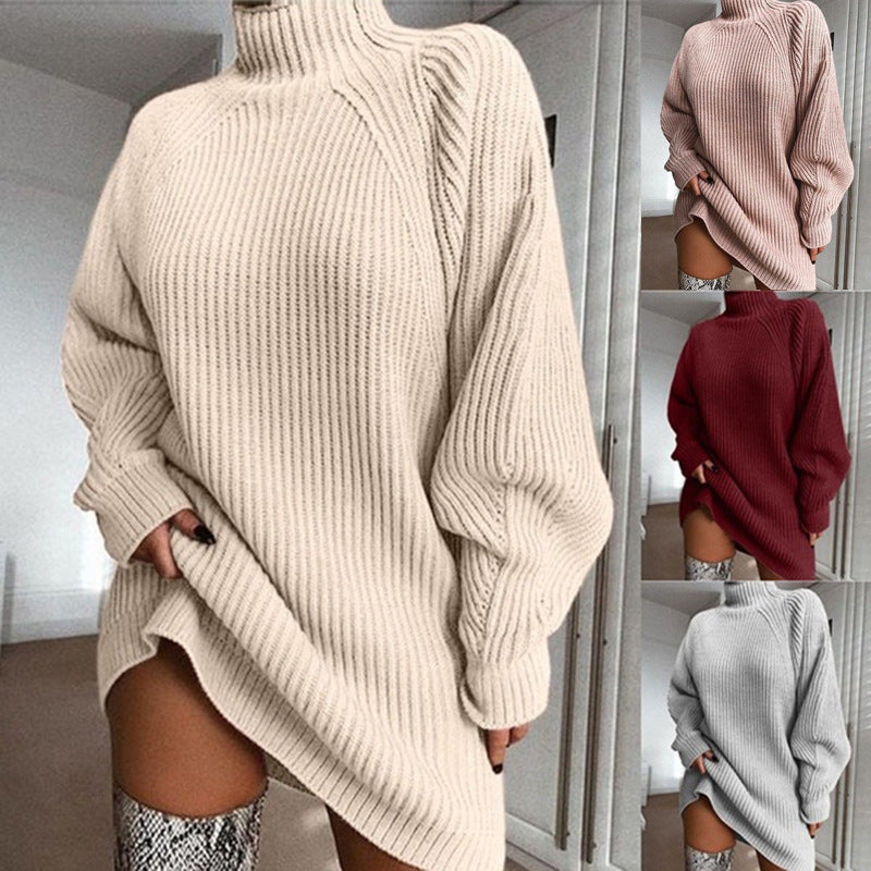 High-Neck Women's Sweater Dress