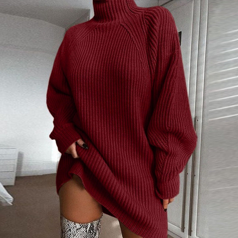 High-Neck Women's Sweater Dress